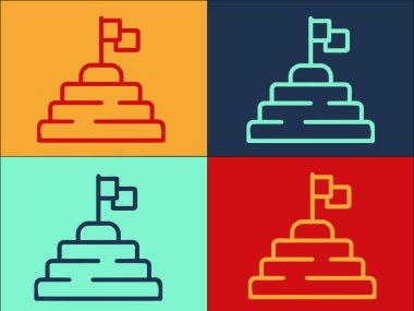 Bayrak Gerçekleştirme Logosu Şablonu, Bayrağın Basit Düz Simgesi, Mutlu, kişi