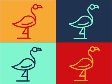 Flamingo Logo Şablonu, Flamingo 'nun Basit Düz Simgesi, Egzotik, Yaz
