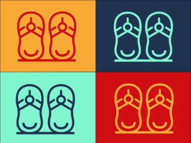 Flip Flops Logo Şablonu, Plajın Basit Düz Simgesi, Yaz, Ayakkabı