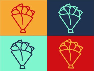 Çiçek buketi demet logo şablonu, Çiçeklerin basit düz simgesi, demet, çiçek