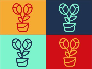 Çiçek buketi gül logo şablonu, Çiçeklerin basit düz ikonu, güzel, buket