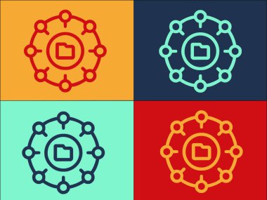 Dizin Ağı Logo Şablonu, Ağın Basit Düz Simgesi, Dizin, Web