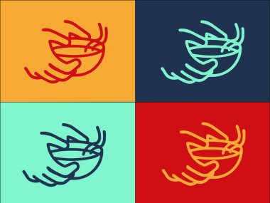 Yemek Kasesi Eller Logo Şablonu, Tabağın Basit Düz Simgesi, Yiyecek, Sağlıklı
