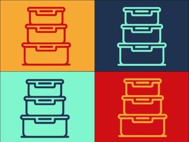 Gıda Konteynırları Özet Biçimli Logo Şablonu, Basit Düz Konteynır Simgesi, çizgi, yiyecek