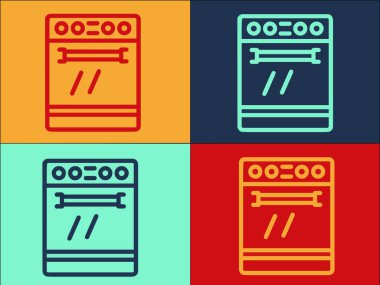 Gıda Gazı Sobası Logo Şablonu, Sobanın Basit Düz Simgesi, Yemek, Yemek