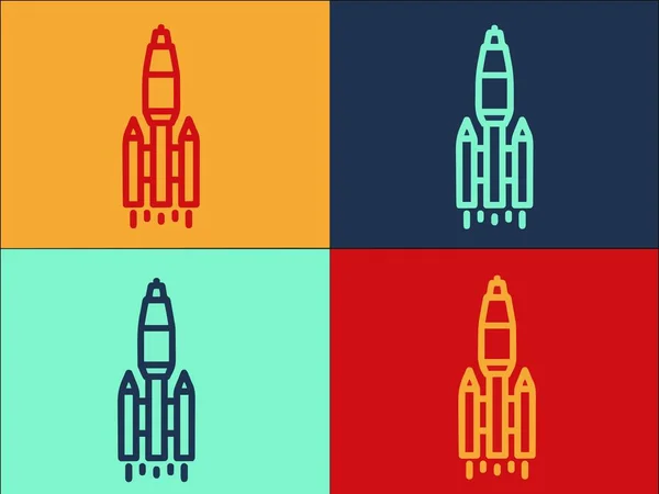 Ракетный Логотип Простая Плоская Икона Ракеты Космический Корабль Запуск — стоковый вектор