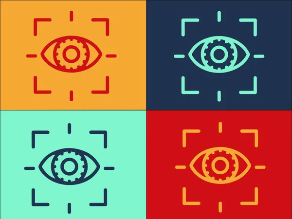 Modelo Logotipo Segurança Ocular Ícone Plano Simples Olho Tecnologia Segurança —  Vetores de Stock