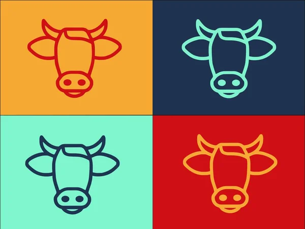 Farm Cow Head Logo Template Einfache Flache Ikone Der Kuh — Stockvektor