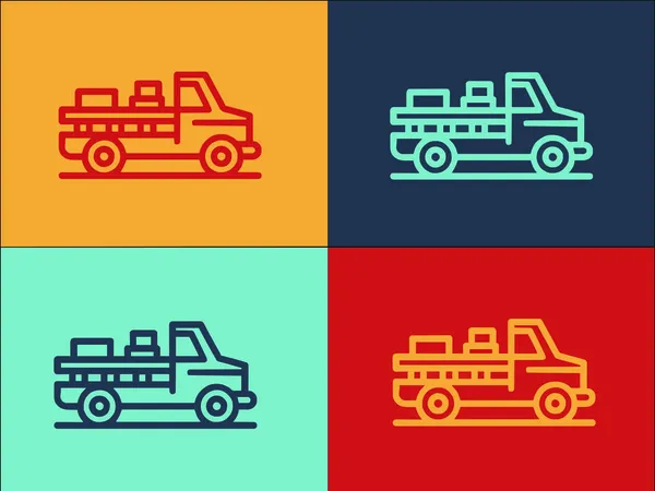 Modèle Logo Voiture Ramassage Fermier Icône Plate Simple Ramassage Camion — Image vectorielle