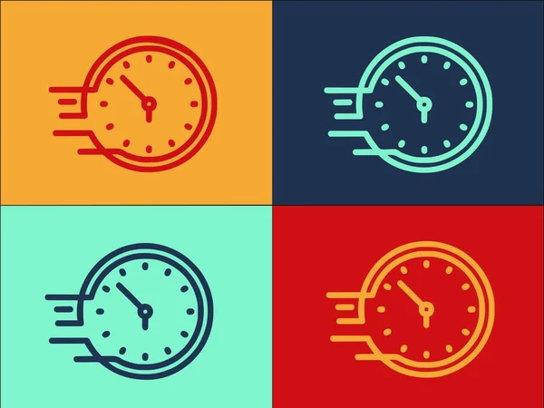 Modelo Logotipo Gerenciamento Tempo Rápido Ícone Plano Simples Rápido Tempo —  Vetores de Stock