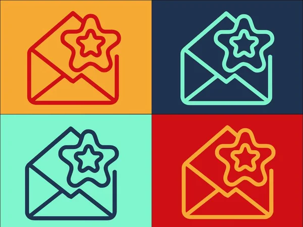 Modelo Logotipo Envelope Favorito Ícone Plano Simples Mail Envelope Carta — Vetor de Stock