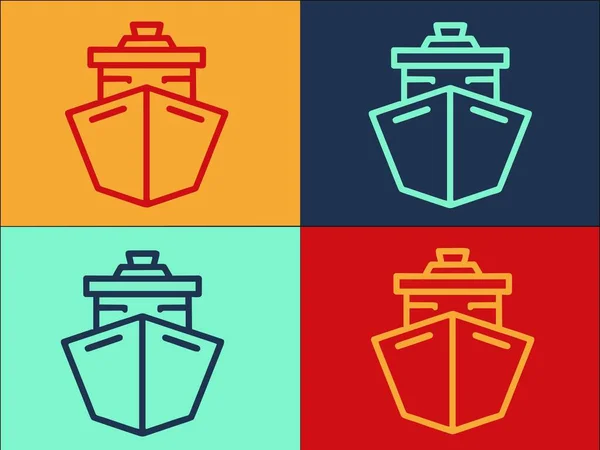 Fähre Mit Cargo Logo Vorlage Einfache Flache Ikone Der Fähre — Stockvektor