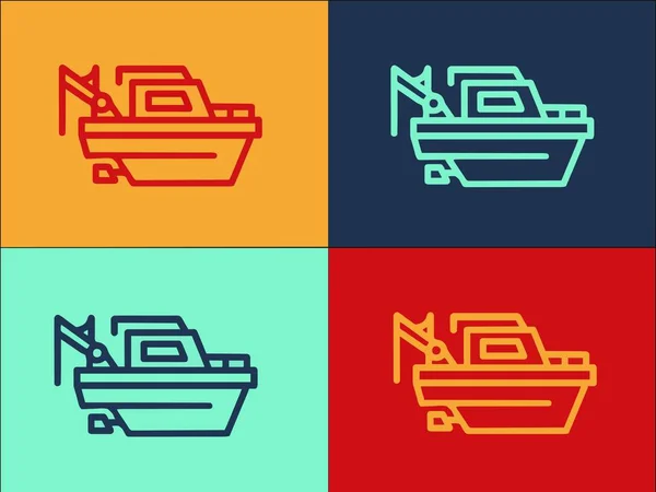 Modelo Logotipo Barco Motor Pesca Ícone Liso Simples Barco Pesca — Vetor de Stock