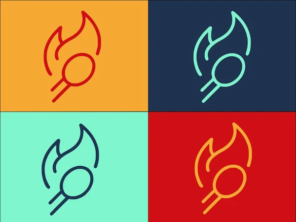 Flame Match Logo Template Einfache Flache Ikone Der Flamme Streichholz — Stockvektor