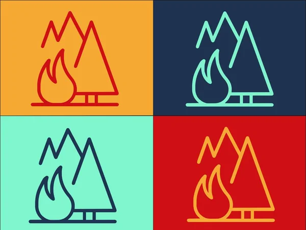 Brennbare Wald Logo Vorlage Einfache Flache Ikone Für Brennbar Gefahr — Stockvektor