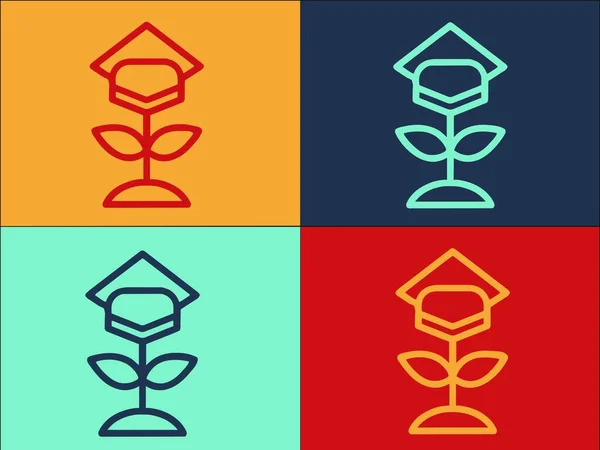 Цветочная Степень Логотип Шаблон Простая Плоская Икона Цветов Степень Фон — стоковый вектор