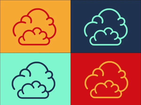 Flauschige Wolken Logo Vorlage Einfache Flache Ikone Von Himmel Natur — Stockvektor