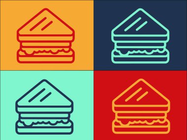 Yemek Sandviçi Logo Şablonu, Basit Düz Sandviç Simgesi, Yemek, Yemek