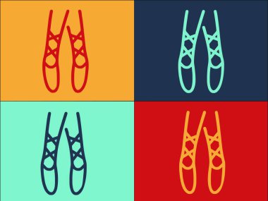 Ayak Bale Ayakkabıları Logo Şablonu, Basit Düz Bale Simgesi, Dans, Dansçı