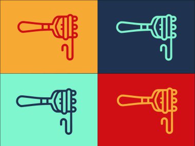 Çatal Makarna Logo Şablonu, Basit Düz Makarna Simgesi, Yemek, Çatal