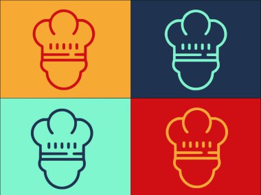 Fransız Şef Logo Şablonu, Basit Düz Yemek Simgesi, Aşçı, Şef