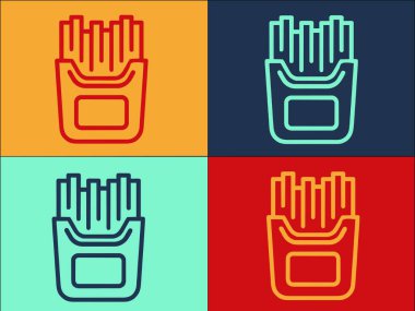 Fransız Kızartma Logosu Şablonu, Basit Düz Atıştırma Simgesi, Yemek, Patates