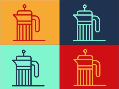 Fransız Basın Logosu Şablonu, Basit Düz Kahve, içecek, Kafe Simgesi