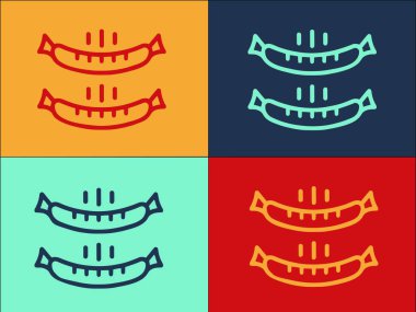 Fransız Sosisi Logo Şablonu, Sade Düz Sosis Simgesi, Et, Yiyecek