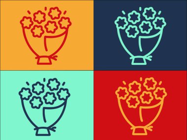 Taze Çiçek Buket Logo Şablonu, Basit Düz Buket Simgesi, Çiçek, Taze