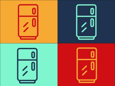 Buzdolabı Tüketim Logosu Şablonu, Tüketimin Basit Düz Simgesi, Buzdolabı, Depo