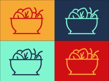 Meyve Salatası Logo Şablonu, Basit Düz Yemek Simgesi, Salata, Kase
