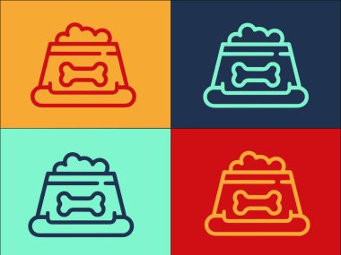 Full Dog Bowl Logo Şablonu, Basit Düz Yemek Simgesi, Kase, Köpek