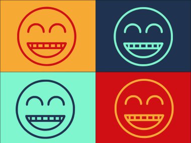 Komik Emoji Logo Şablonu, İllüstrasyonun Basit Düz Simgesi, Duygu, Komik