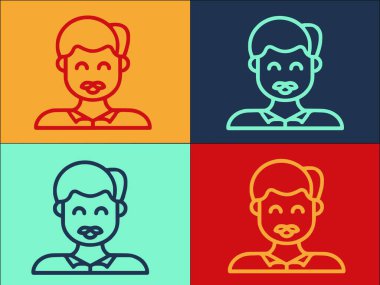 Komik Gülümseyen Adam Logo Şablonu, Mutlu, erkek, komik