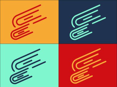 Galaksi Göktaşı Logo Şablonu, Evrenin Basit Düz Simgesi, Astronomi, Galaksi
