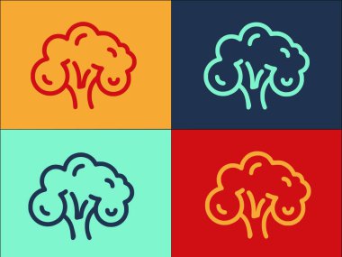 Bahçe Brokoli Logo Şablonu, Brokolinin Basit Düz Simgesi, Sebze, Sağlıklı