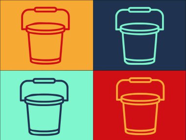 Garden Bucket Logo Şablonu, Kovanın Basit Düz Simgesi, Bahçe, Bahçe
