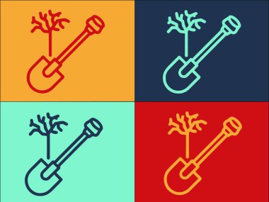 Garden Spade Logo Şablonu, Basit Düz Bahçe Simgesi, Kürek, Ekipman