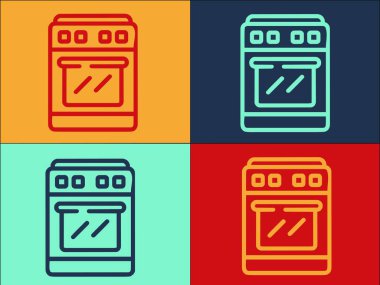 Gaz Fırını Logo Şablonu, Basit Düz Ocak Simgesi, Gaz, Mutfak