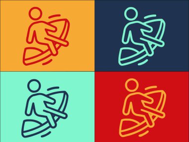 Gear Sup Sörf Logo Şablonu, Basit Düz Eylem Simgesi, Spor, Pano