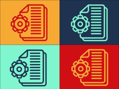 Vites Sistemi Belgeleri Logo Şablonu, Sistemin Basit Düz Simgesi, dişli, kağıt