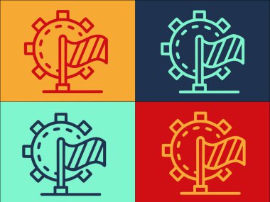 Dişli Tekerlek Tıkanıklık Logo Şablonu, basit vektör Düz Simgesi, ajitasyon, dişli