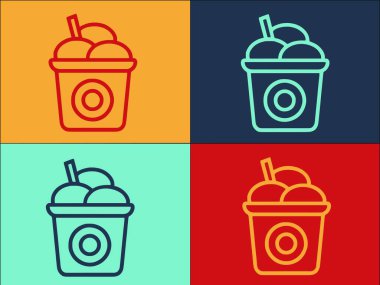 Gelato Bucket Logo Şablonu, Basit Düz Tatlı Simgesi, ürün, kova