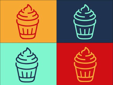 Gelato Logo Şablonu, Sade Düz Dondurma Simgesi, tatlı, tatlı