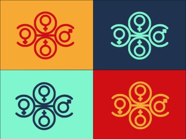 Cinsiyet Kimliği Tüm Logo Şablonu, Basit Düz Kadın Simgesi, Moda, Beyaz