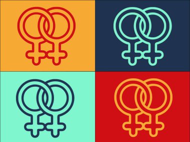 Cinsiyet Kimliği Lezbiyen Logo Şablonu, Lezbiyen Düz Simgesi, İnsanlar, Cinsiyet