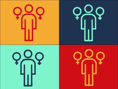 Cinsiyet Kimliği İlişkisi Logo Şablonu, Cinsiyetin basit Düz Simgesi, kadın, ilişki