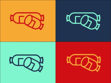 Alman Sosis Logosu Şablonu, Basit Düz Yiyecek Simgesi, Alman, Izgara