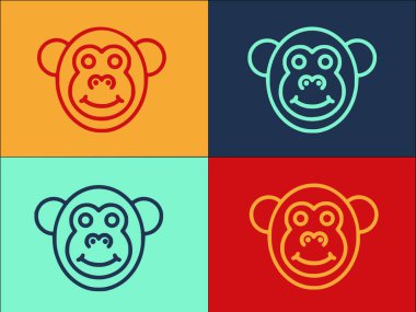 Gibbon Logo Şablonu, Primatın Basit Düz Simgesi, Doğa, Vahşi Yaşam