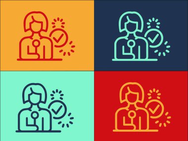 Kız TV Sunucusu Logo Şablonu, Basit Düz Kız Simgesi, TV, Haber